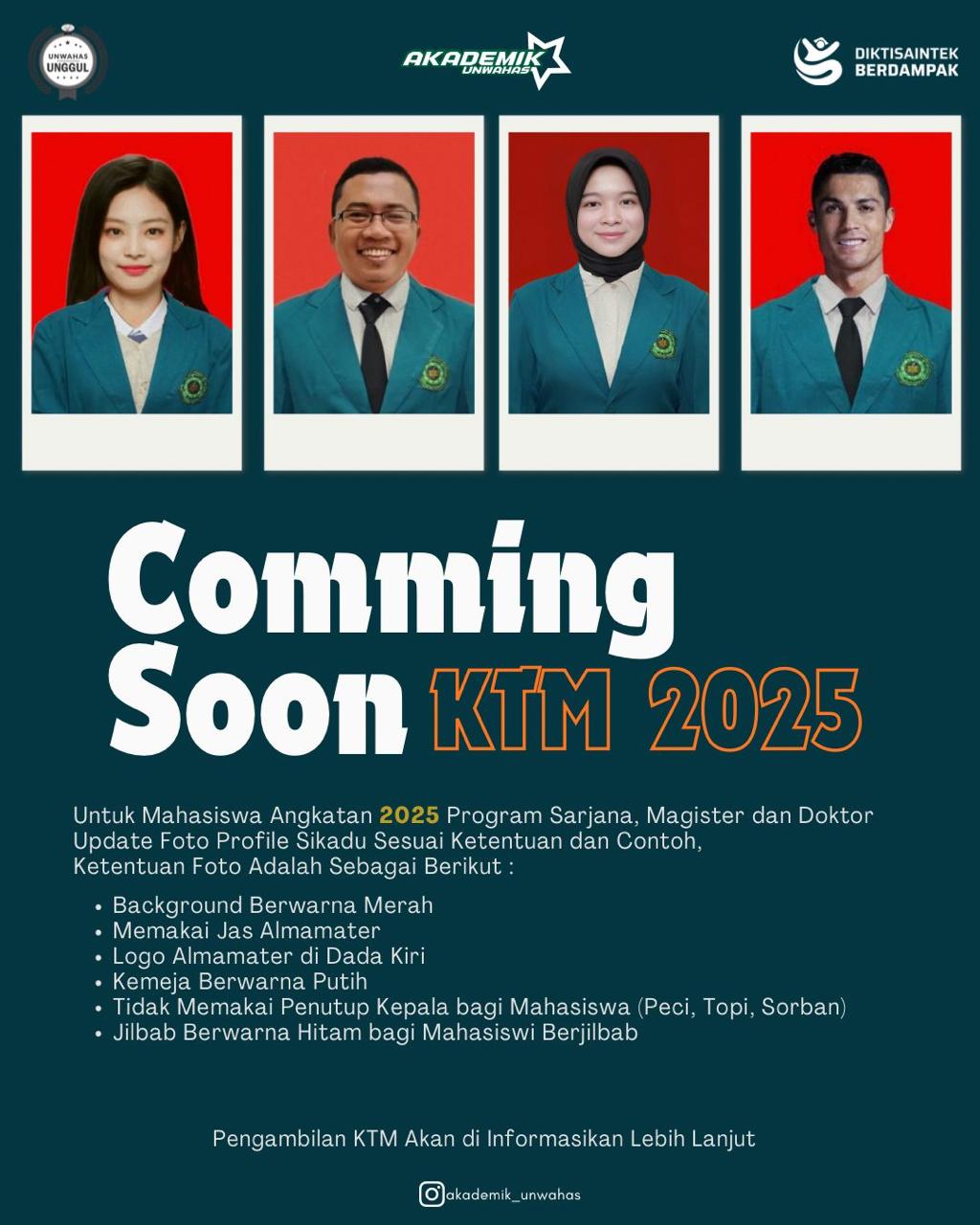 KTM (Kartu Tanda Mahasiswa) bagi Mahasiswa Angkatan 2025 untuk Segera Perbarui Foto Profile Sikadu