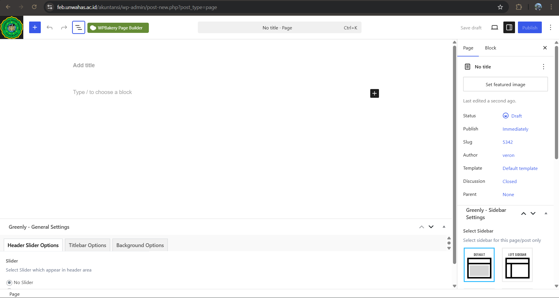 Editor Page Baru dengan WPBakery